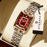 BINBOND Zircon Luxury Reloj Original Waterproof Sturdy Auto Date Women's Watches Ladies Wristwatch Quartz Watch For Women