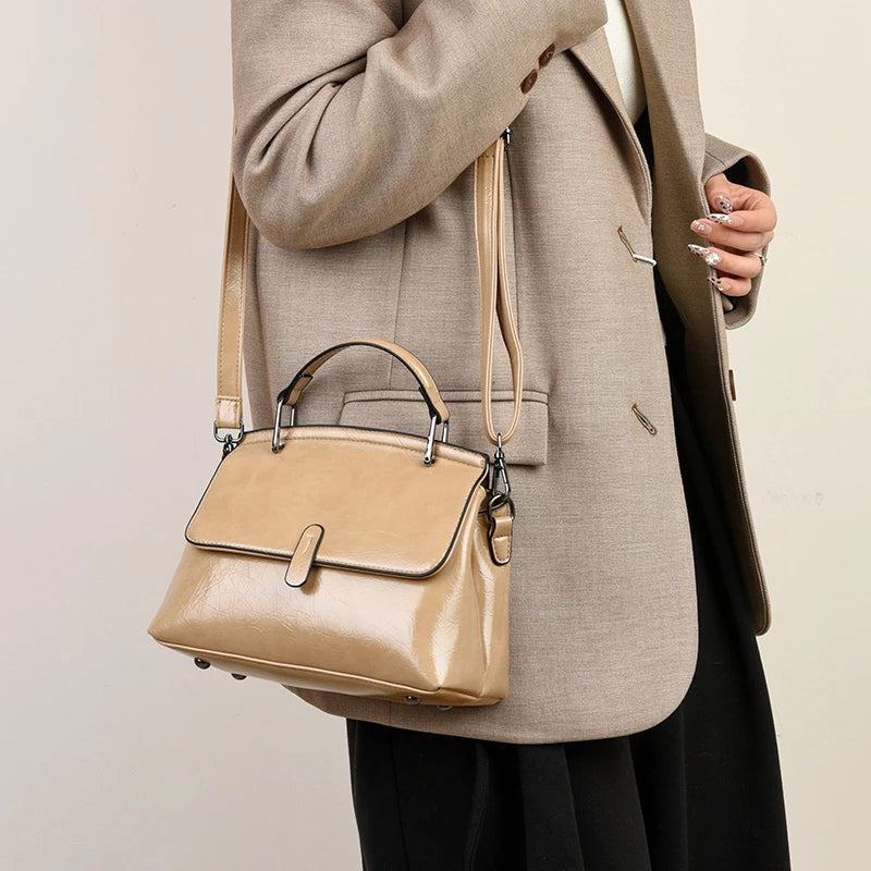 Elegant leather small handbag for women, HSF Marketplace shoulder bag with crossbody strap and stylish design.