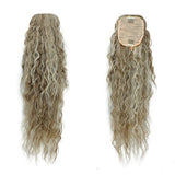 HSF Marketplace 26-inch ombre brown-blonde curly drawstring ponytail clip, 180g heat-resistant synthetic hair