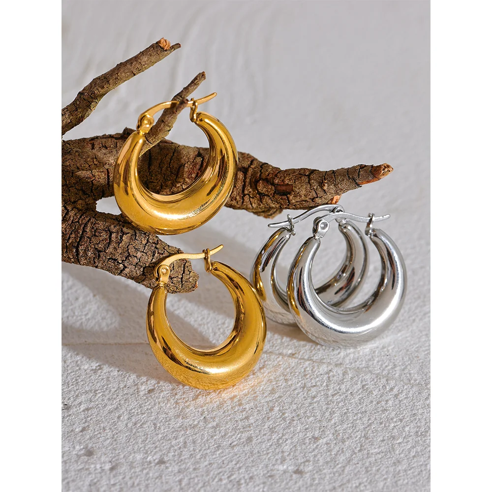 Geometric stainless steel hoop earrings for women by HSF Marketplace