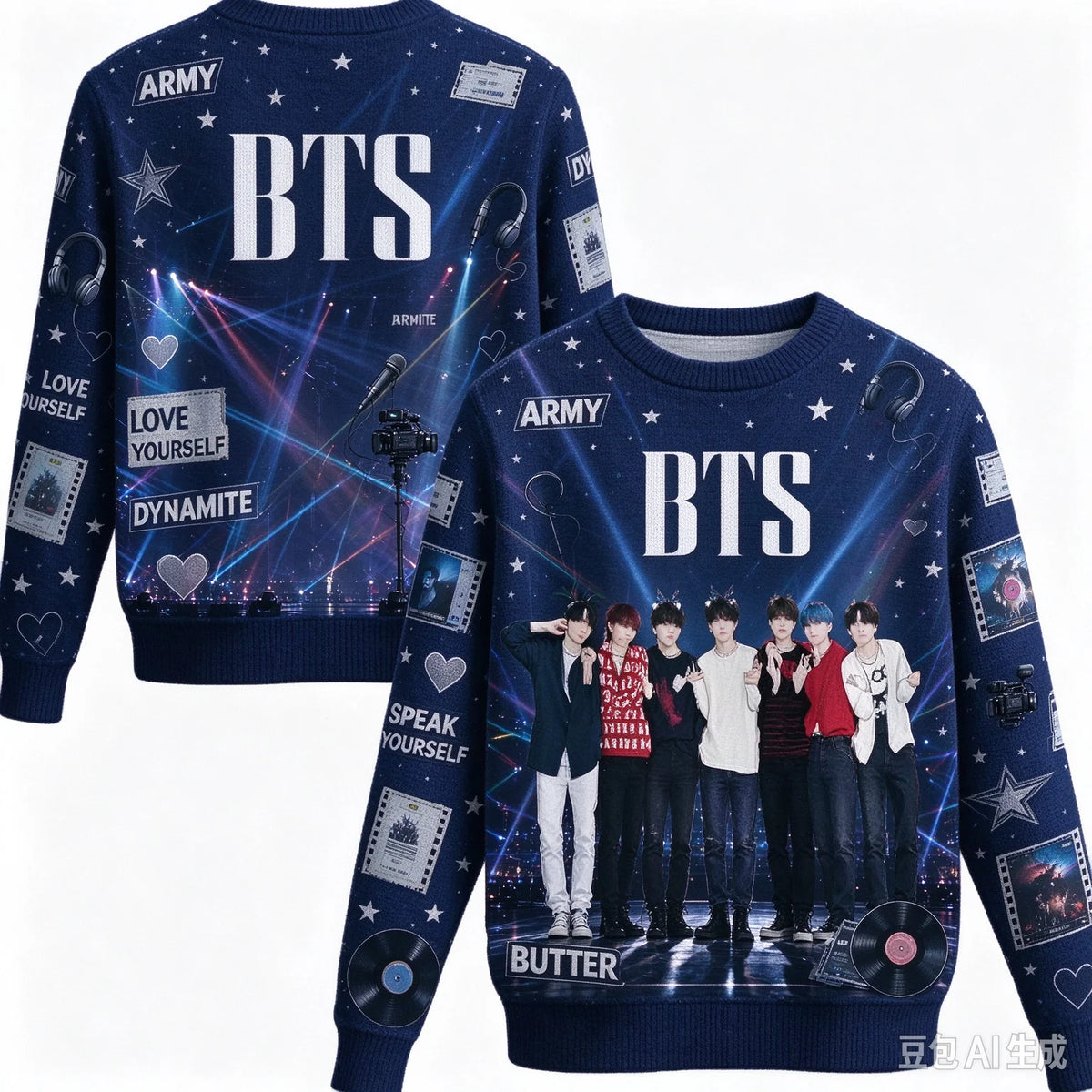 BTS Love Yourself ARMY sweatshirt by HSF Marketplace for K-pop fans, shown in a casual apparel product image