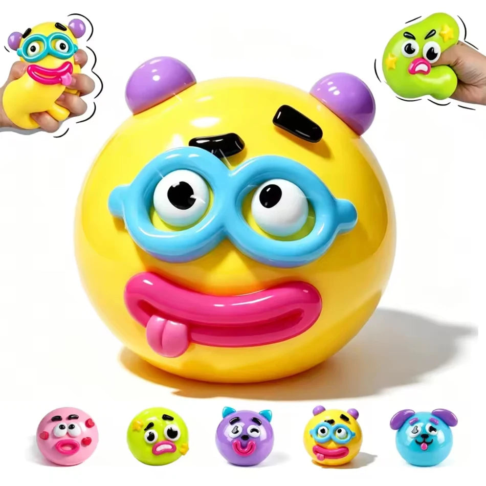 Funny face squishy stress relief ball by HSF Marketplace for fidgeting and sensory play