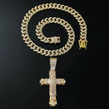 Gold personalized cross pendant necklace with diamond accents, European and American style, hip-hop jewelry by HSF Marketplace