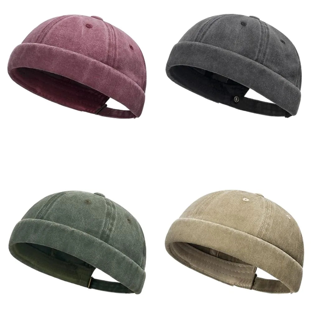 Women's Fashion Hip Hop beanie skullcap, brimless baggy melon cap with cuff for streetwear style