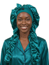 Heatless Curl Satin Bonnet for Sleeping, No Slip Sleep Bonnet with Long Curling Ribbons for Braids & Long Hair