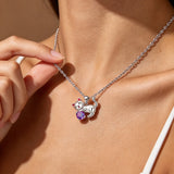 Sterling silver cat pendant necklace for women, featuring cute animal design, fine jewelry for birthdays or special occasions