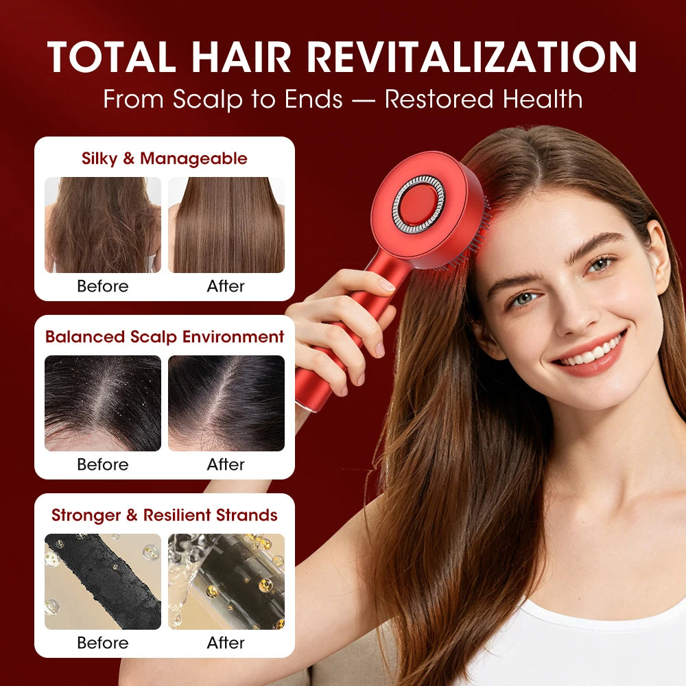 Upgrated Electric Head Massage Vibration Comb Red Light 3 Mode Hair Growth Care Massage Scalp Brush Anti Hair Loss Liquid Oil Applicator