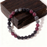 Black Glitter Stone Bracelet For Women Garnet Natural Stone Beads Elastic Chain Bangle Men Fashion Party Jewelry Gift