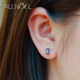 ALLNOEL square 1.35ct lab alexandrite 925 silver stud earrings with June color-changing gemstone