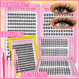 672PCS Mixed DIY Cluster Lash Kit Manga Wispy Individual Lashes Clusters With Bond Seal Tweezers Natural Soft Segmented False