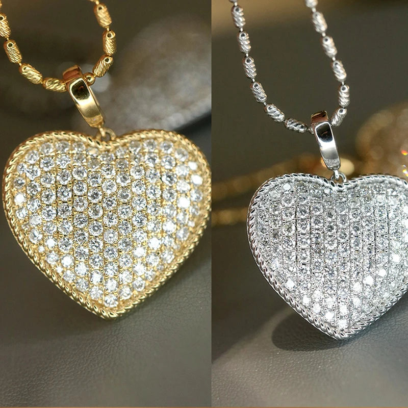 Huitan sparkling heart pendant necklace with cubic zirconia, elegant jewelry for women, perfect for weddings and special occasions