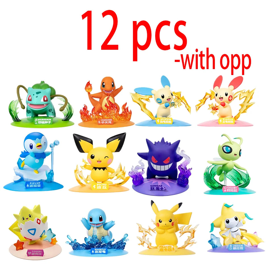 12-pattern Pokémon action dolls featuring Pikachu blind box anime figures for desktop decoration by HSF Marketplace