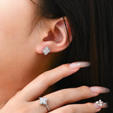 Attagems full moissanite diamond earrings in 18k gold-plated S925 sterling silver for women