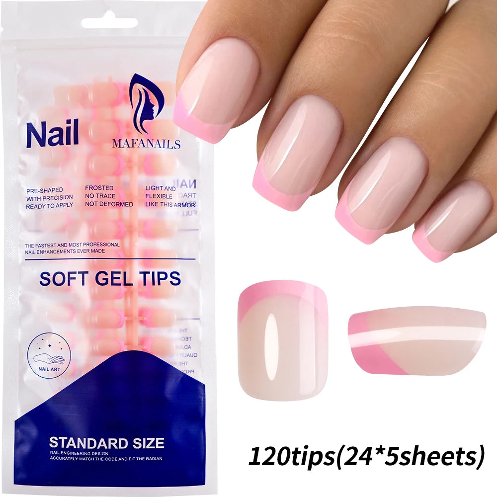 120-piece medium-long square acrylic French press-on false nails in mixed sizes by HSF Marketplace