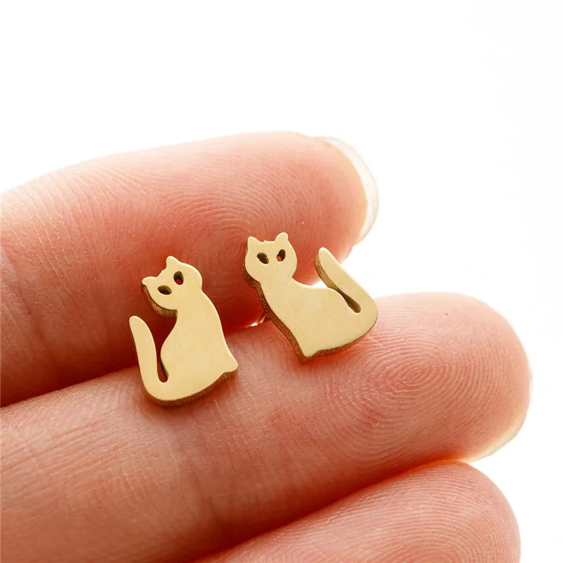 HSF Marketplace simple T-bar animal stud earrings, featuring dove, leaf, dragonfly, and spider designs for women