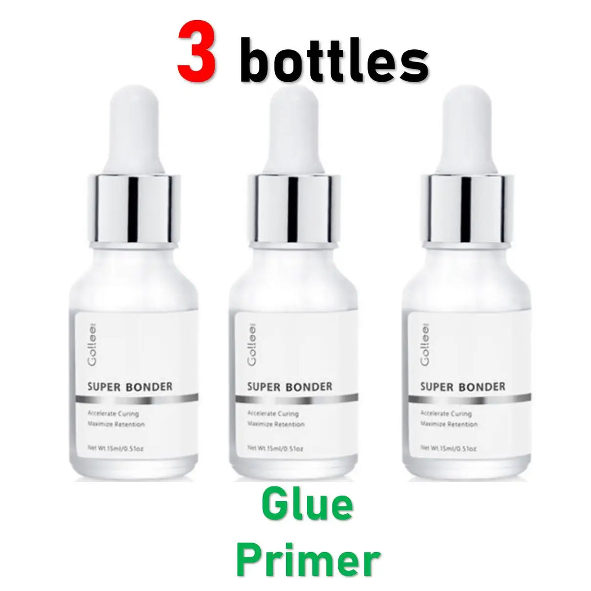 HSF Marketplace Gollee 0.5s eyelash extension glue, fast-drying waterproof adhesive for professional salon false eyelashes.