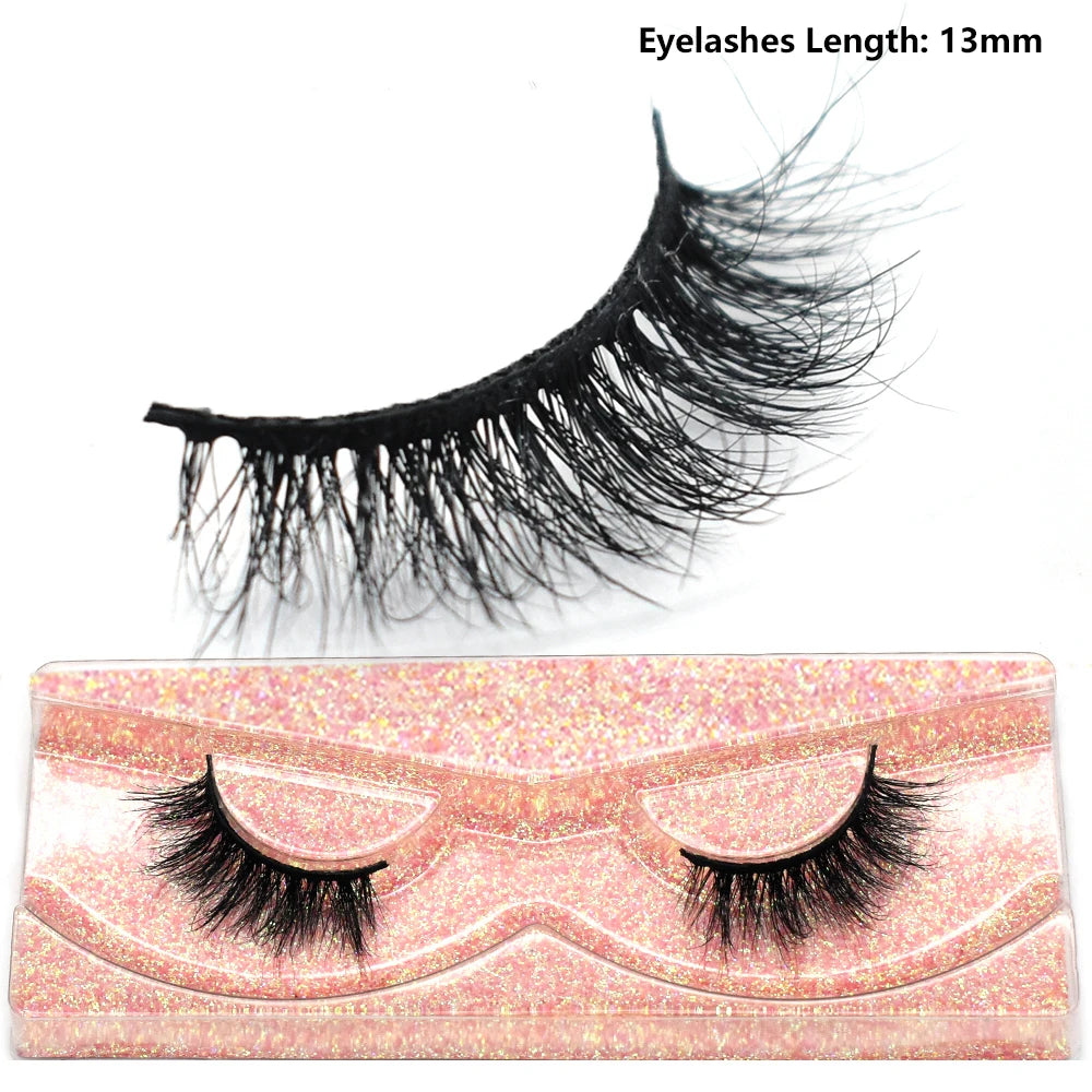 3D Mink Half Eye Lashes Natural Lightweight Short Fake Eyelashes Soft Fluffy Clear Band Strip Mink Lashes Extension