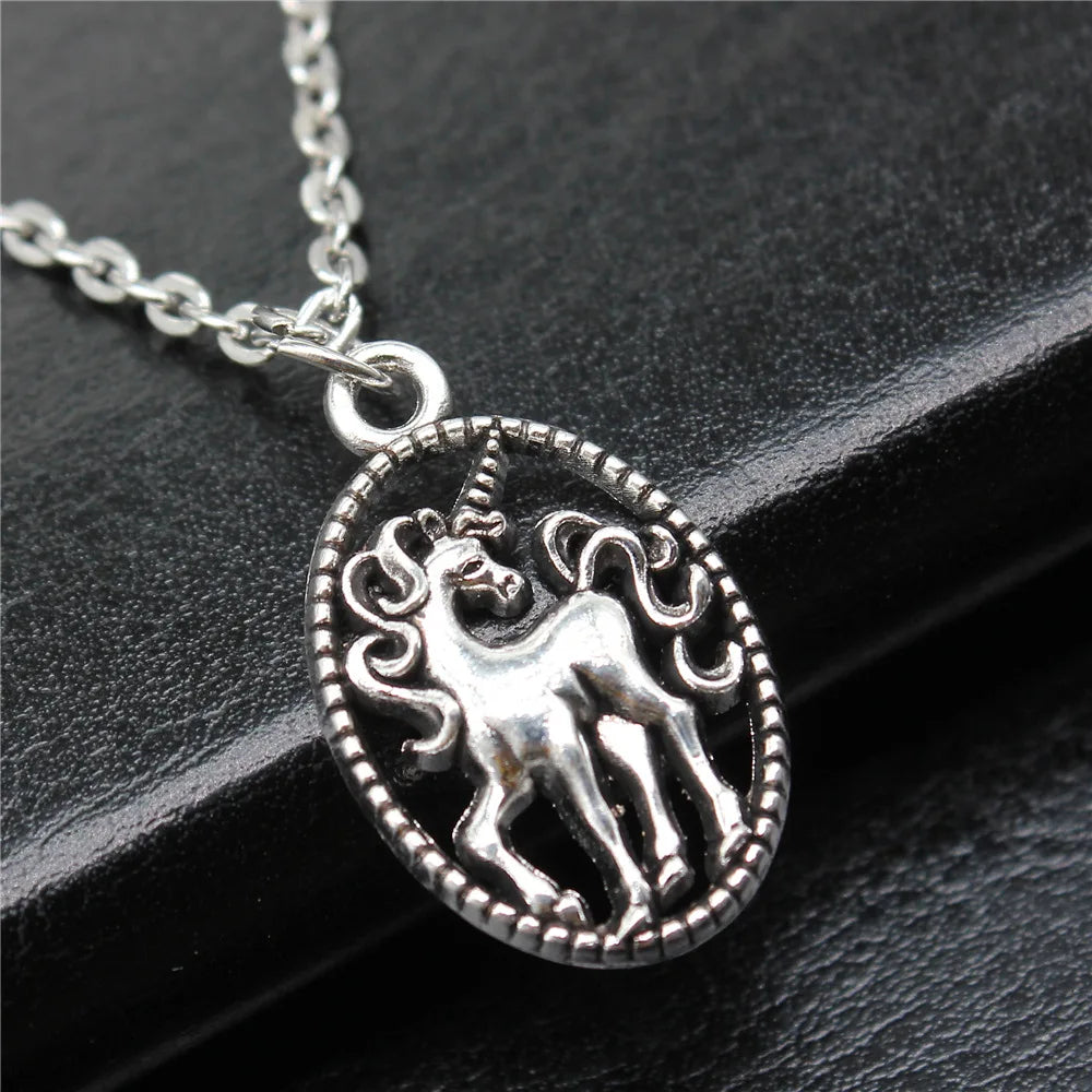 Antique silver unicorn pendant necklace by HSF Marketplace for women