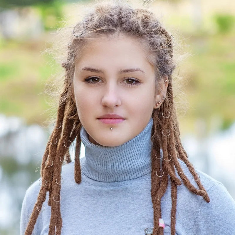 50pcs/Lot 12MM Transparent Resin Hair Beads 6mm Big Hole Dreadlock Beads For Braid Hair Cuff Accessories Metal Ring For Hair