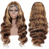 4/27 highlight body wave headband wig, 200% density Brazilian human hair wig for Black women by HSF Marketplace