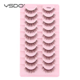 YSDO Natural Mink Eyelashes 3/6/10 Pairs Wispy Faux 3D Mink Lashes Short Fluffy Half False Eyelash Makeup Tools Cat Eye Lashes