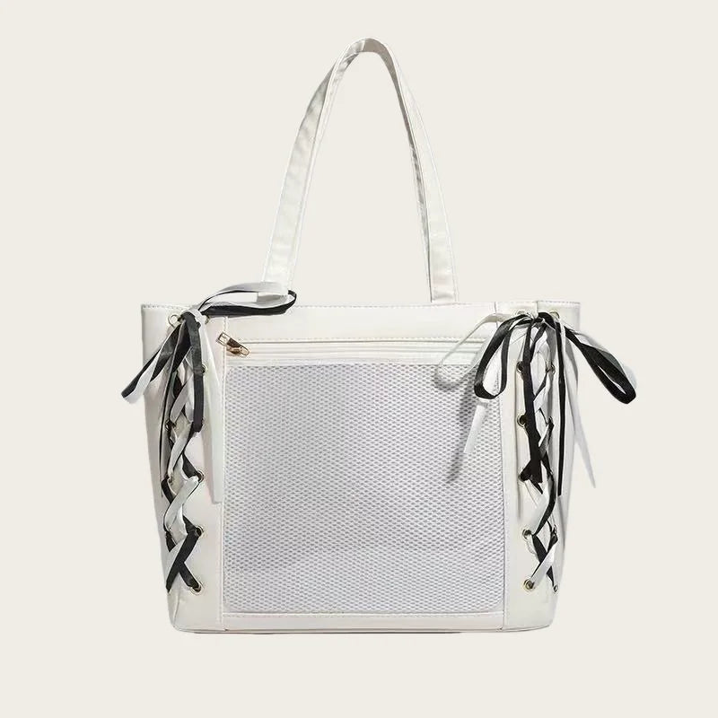 Cute Japanese ribbon ita bag, aesthetic transparent tote handbag for girls by HSF Marketplace