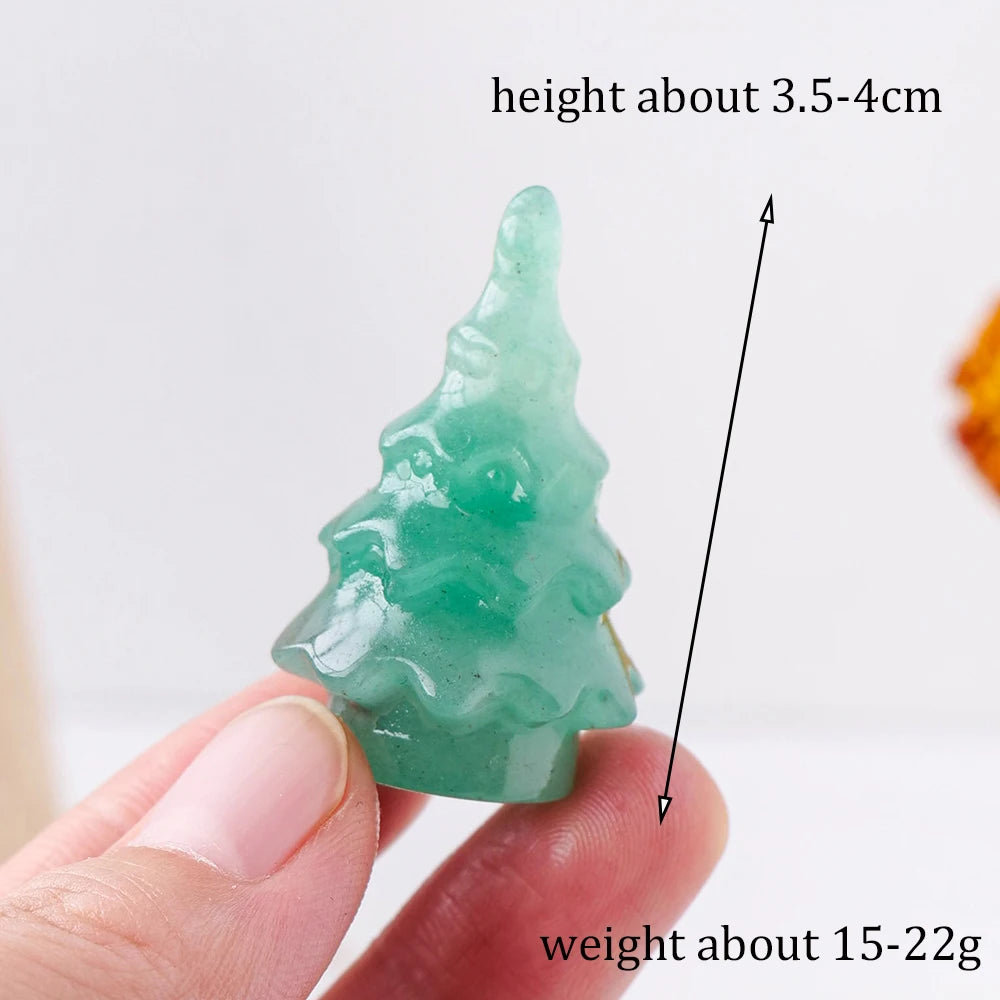 Natural Gemstone Carving Crystal Crafts  Christmas Tree Statue Home Decoration Minerals Reiki Gift Party Room Decor
