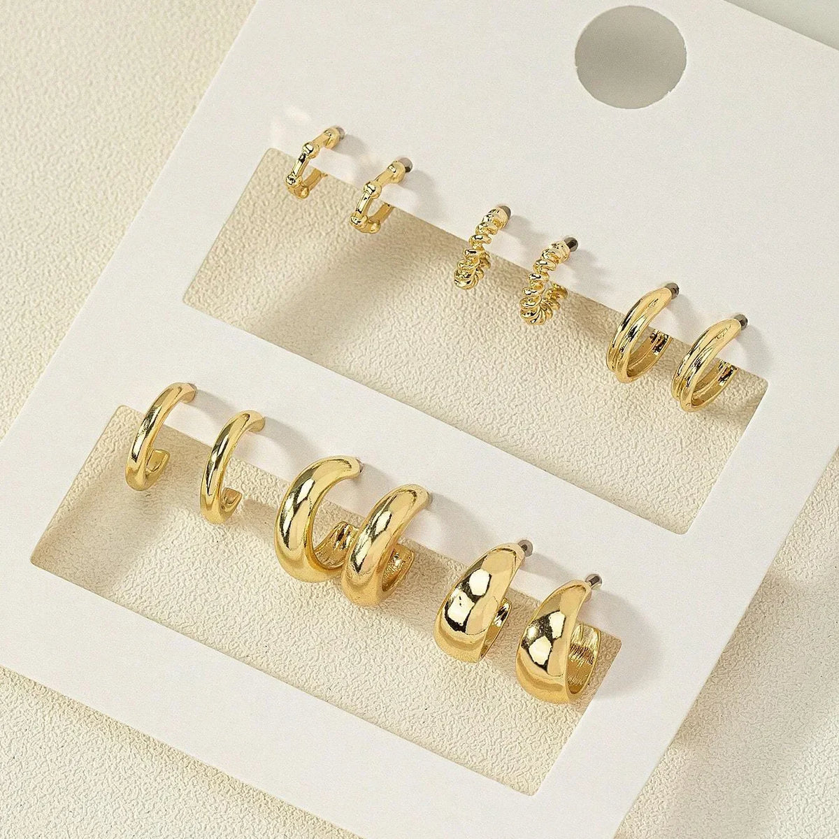 Trendy crystal huggie hoop earrings for women, 8-piece jewelry set by HSF Marketplace