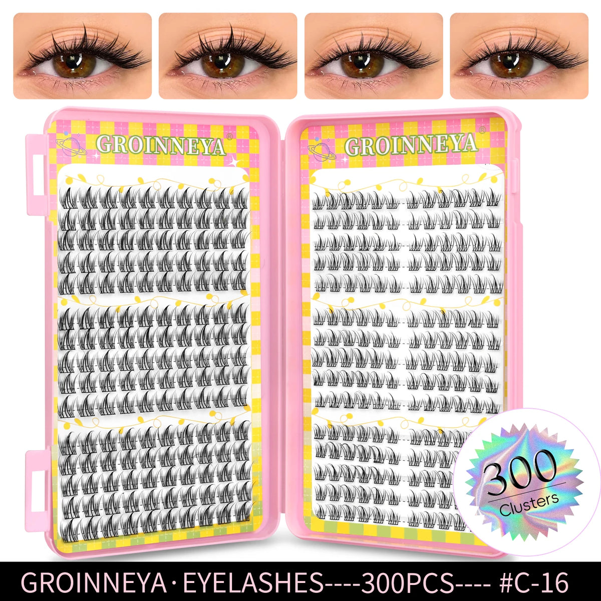 Natural eyelash clusters, 320-piece volume mixed tray false lashes by HSF Marketplace