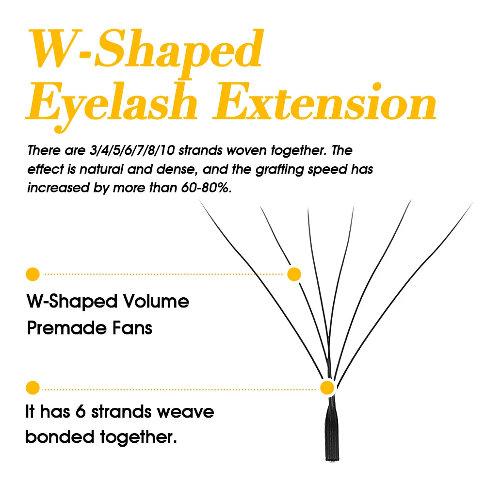 MASSCAKU W Shape 3D 4D 5D Premade Volume Easy Fans Nature Soft Light Individual Lashes Clover Bloom False Eyelashes Extension