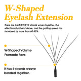 MASSCAKU W Shape 3D 4D 5D Premade Volume Easy Fans Nature Soft Light Individual Lashes Clover Bloom False Eyelashes Extension