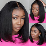 UNice No-Slip 7x5 & 13x4 Lace Yaki Straight Bob Wig With Drawstring Pre Cut Pre Bleached Glueless Wig Human Hair Ready To Wear