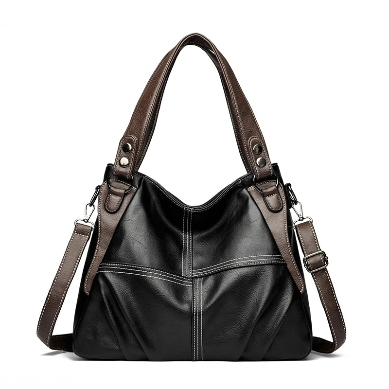 Genuine Soft Leather Handbags for Women Vintage Shoulder Tote Bag Luxury Designer Ladies Large Capacity Purse Bags Sac A Main