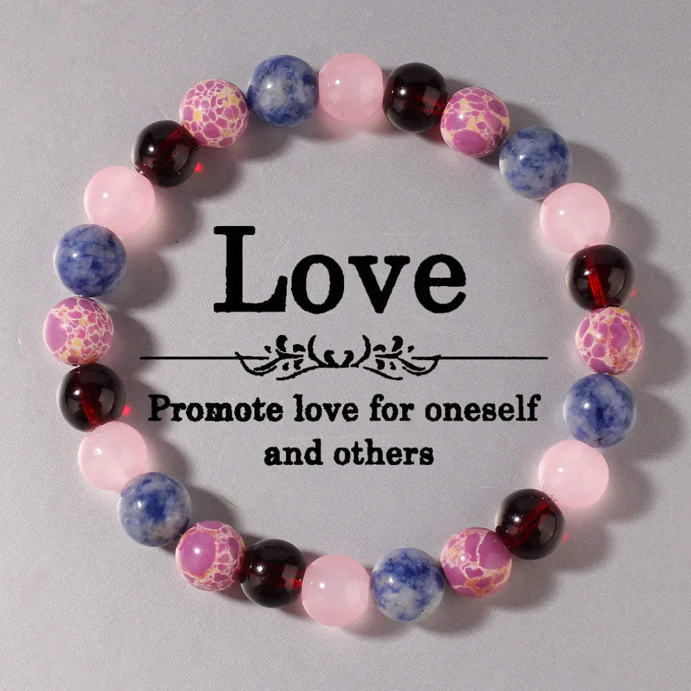 Love Bracelet Multi-color Natural Stone Attracts Good Luck And 8MM Imperial Stone Jewelry, Lapis Lazuli With Beautiful Meaning