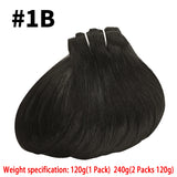 Straight clip-in hair extensions, 120g full head set with 8 pieces of 100% human hair in natural black