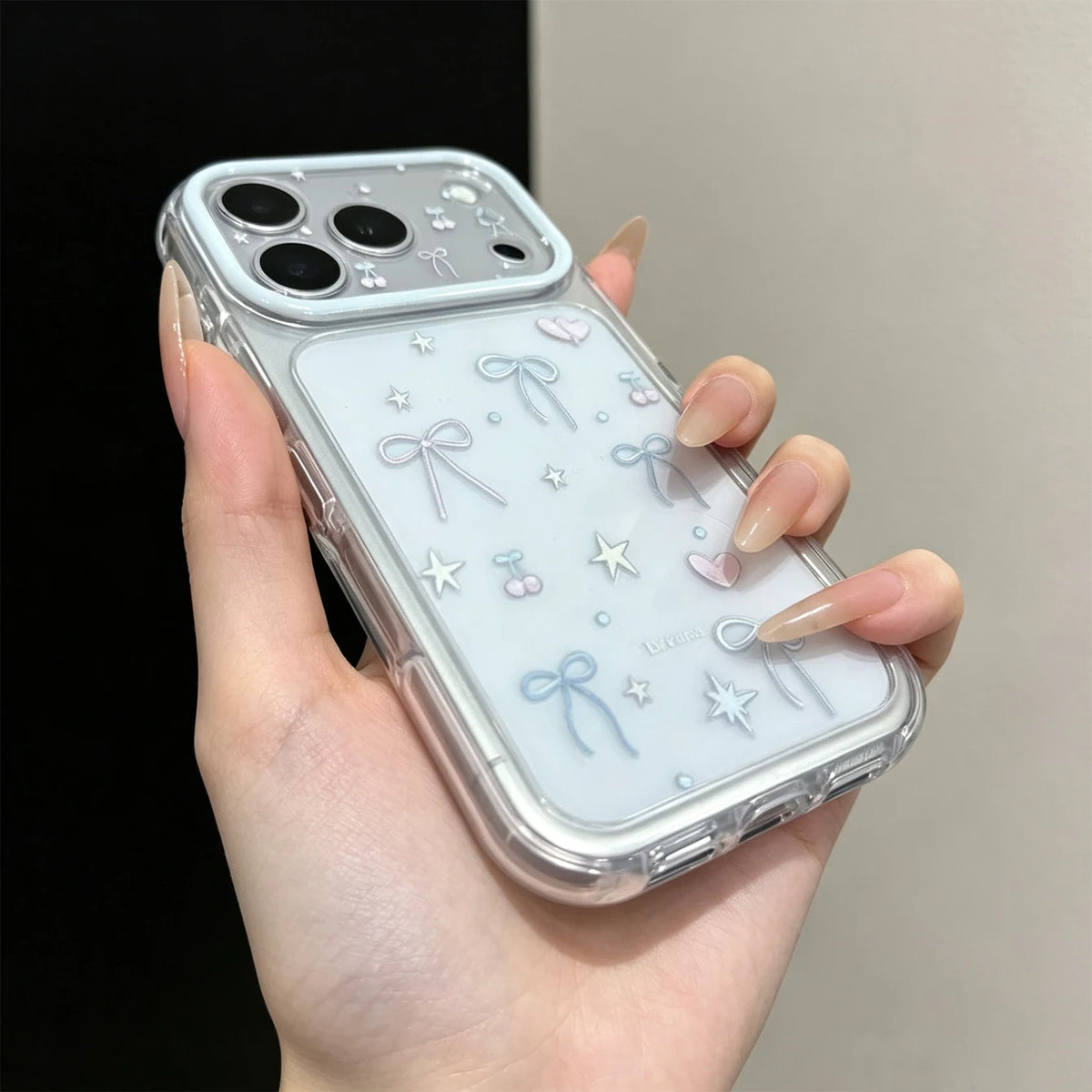Cute Bow Star Cherry Pattern Clear Phone Case for iPhone Models