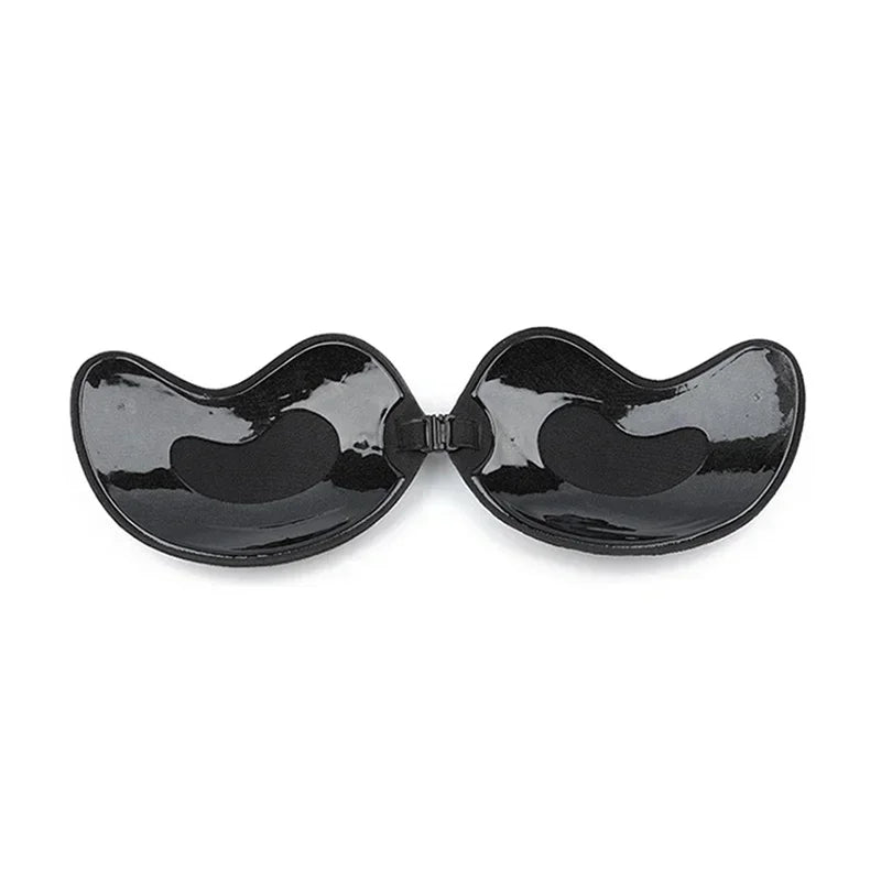Invisible strapless adhesive push-up bra with seamless silicone design and nipple covers for women’s lingerie