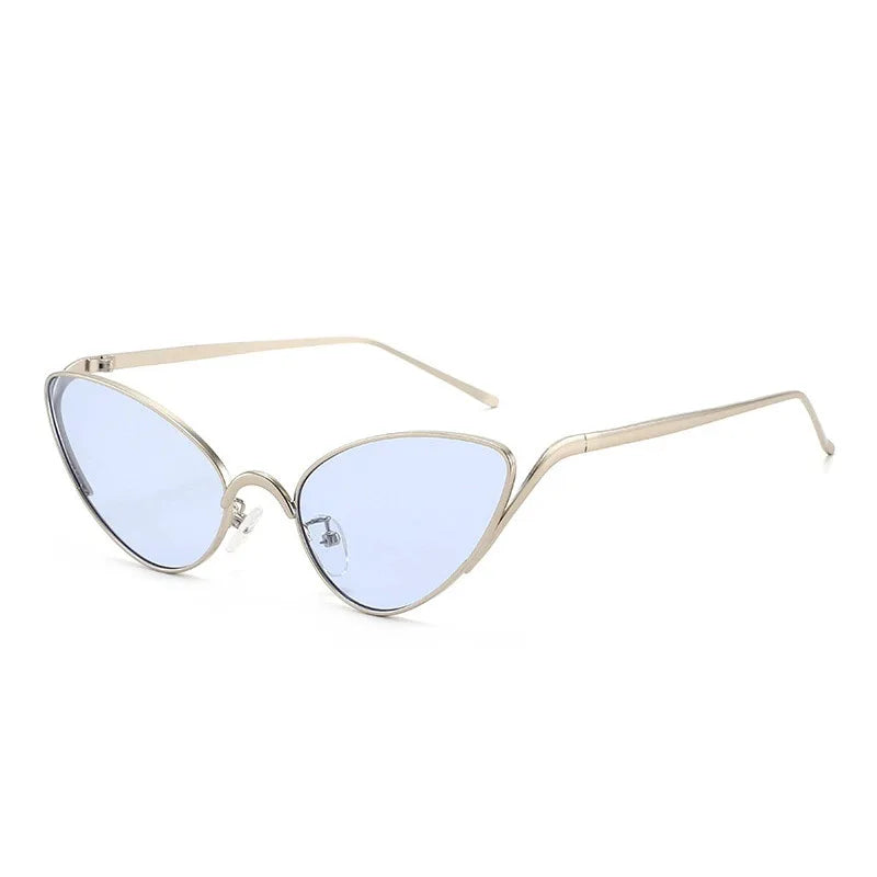 Alloy triangle cat eye Y2K sunglasses for women with vintage gradient lenses, UV400 outdoor sun glasses, fashionable driving shade