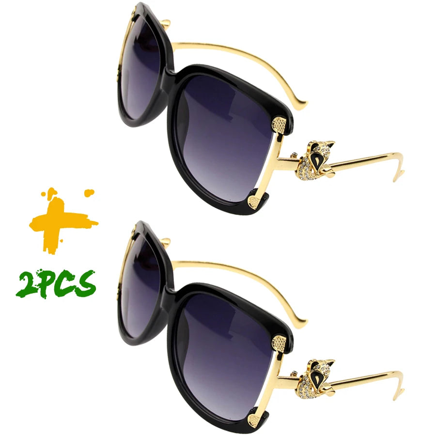 Oval retro sunglasses for women with gold fox design by HSF Marketplace