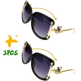 Oval retro sunglasses for women with gold fox design by HSF Marketplace