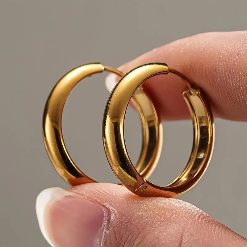 Silver and gold stainless steel hoop earrings for women by HSF Marketplace