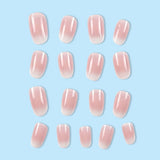24-piece oval short pink ombre press-on false nails for women and girls, removable wearable nail art