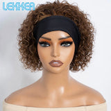 Short curly pixie bob 100% human hair wig for women, Brazilian Remy hair, glueless full machine-made headband wig