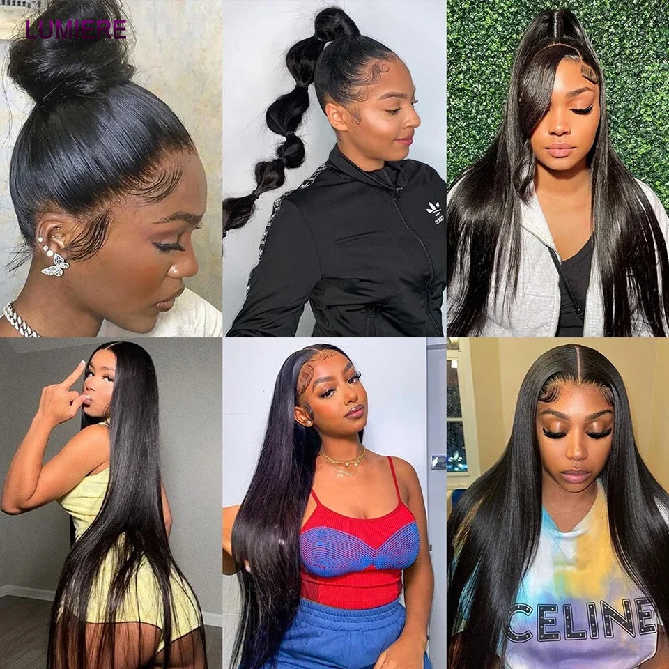 Virgin Bone Straight Human Hair Bundle With Closure Frontal HD Transparent Jerry Curly Hair Bundle Deal Hair Extension Wholeasle