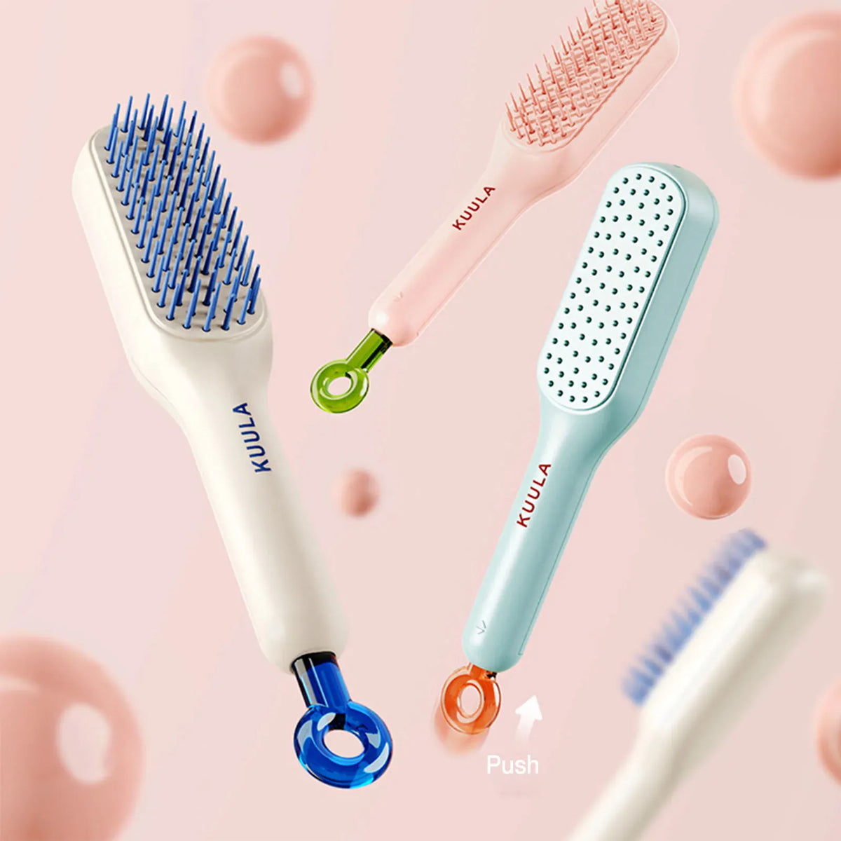 Professional Hair Brush Self Cleaning Detangling Comb for Daily Care Anti Static Scalp Massage Tool for Women Men ABS