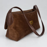 Vintage faux suede shoulder bag for women by HSF Marketplace, with a soft textured finish and spacious interior