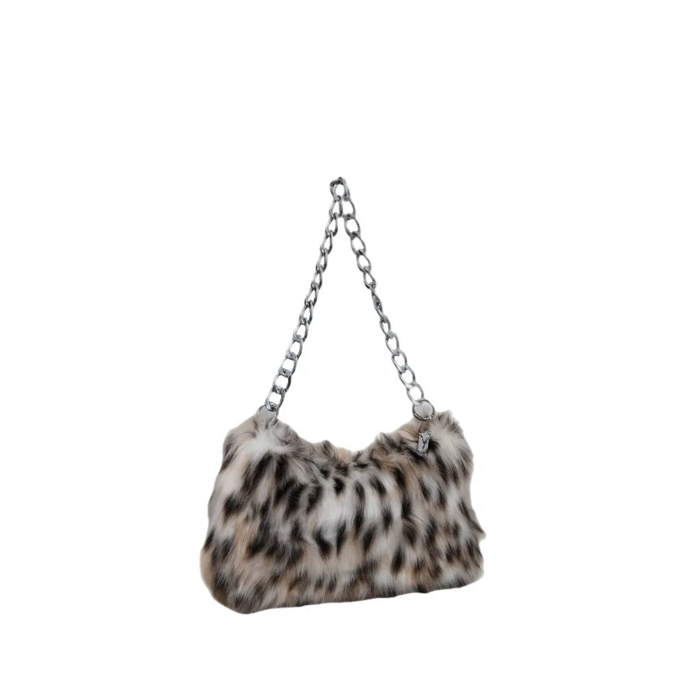 Leopard design luxury handbag by HSF Marketplace, soft chain shoulder bag with large capacity and stylish underarm style for women.