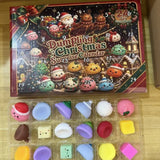 Christmas dumpling squishy advent calendar with 24 mystery sensory toys in colorful dumpling designs