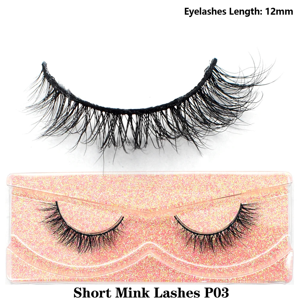 3D real mink false eyelashes, fluffy wispy short clusters by HSF Marketplace