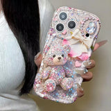 Rhinestone bear phone case for iPhone 11–18 Pro Max by HSF Marketplace